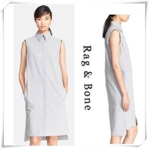 RAG & Bone Victoria Sleeveless Button Down Midi Shirt-Dress Gray Size M New